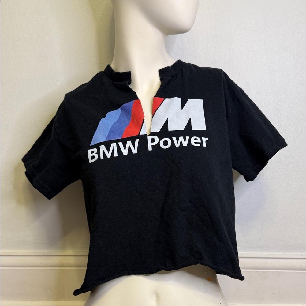 BMW M Power Black Crop Tee with Tricolor Logo size small